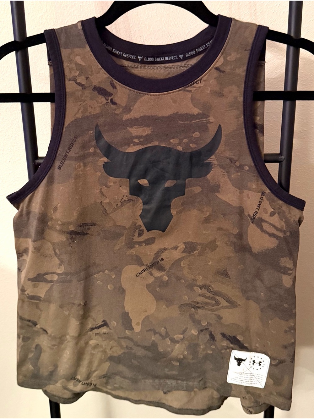 Under Armour Project Rock HeatGear Camo Graphic Muscle Tank XS Brown Black